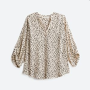 Warren Split Neck Blouse Stitch Fix Cream Leopard